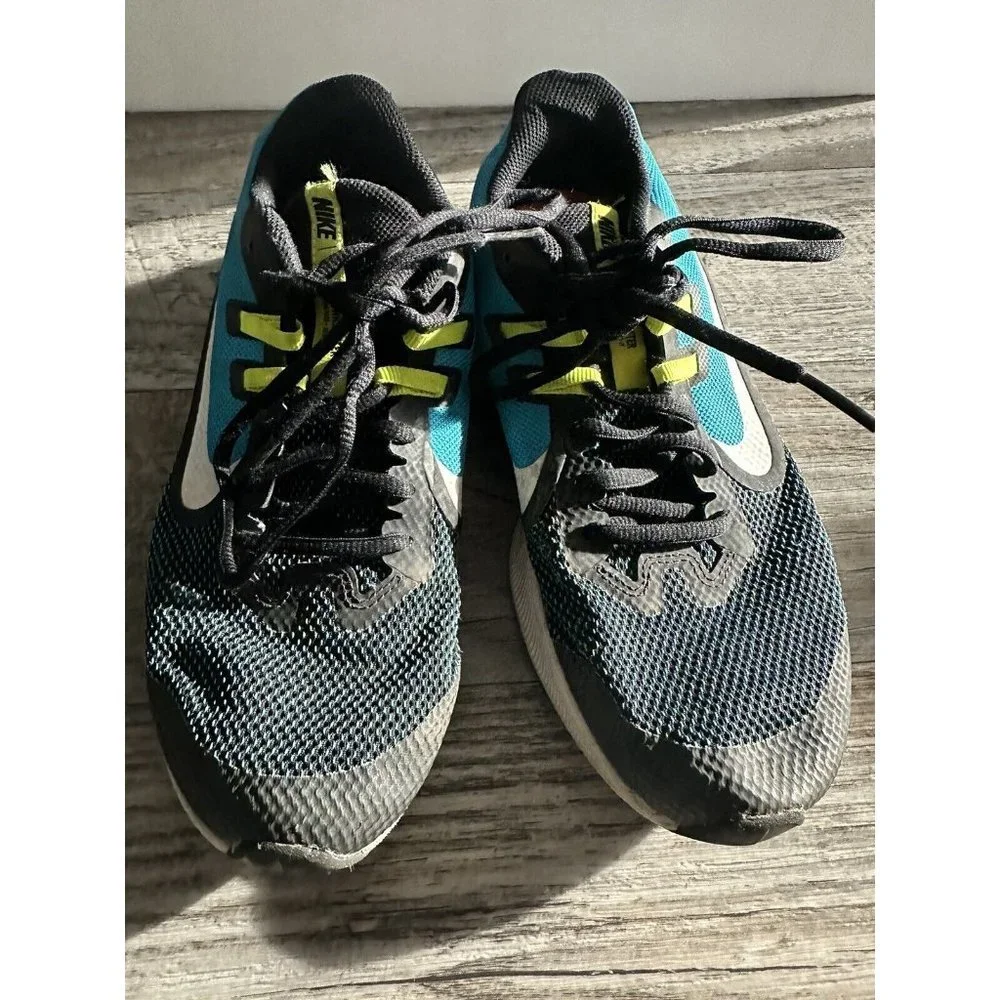 NIKE DOWNSHIFTER 9 (GS)COLOR BLACK/WHITE/BLUE Youth Size 6 Lace Up